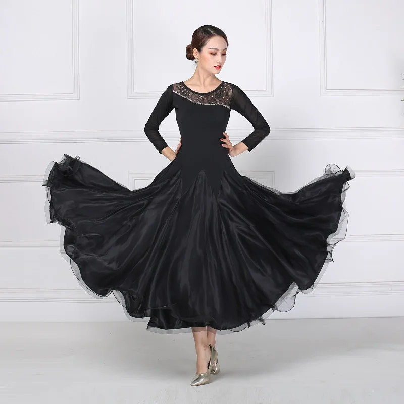 Высококачественное черное новое платье для бальных танцев стандартные платья