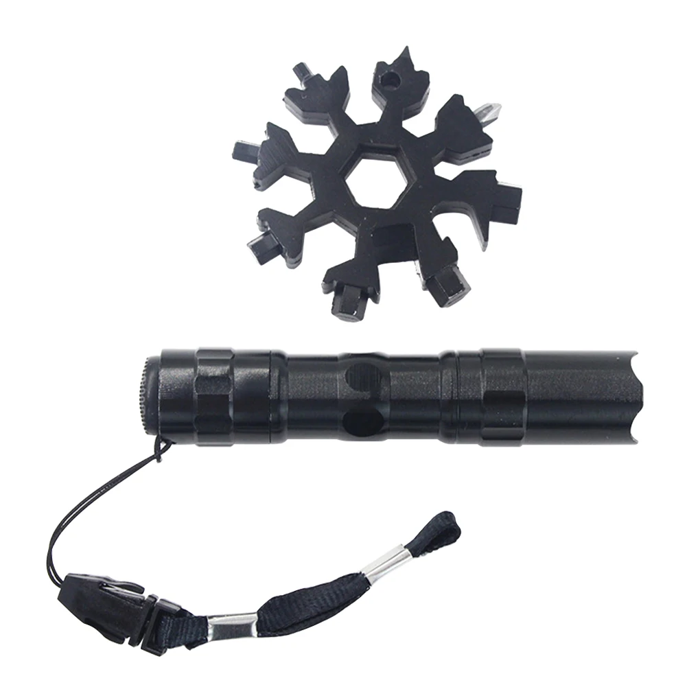 

2 In 1 Snow Spanner Durable Practical LED Flashlight Set Hand Tools Outdoor Camping Compact Portable Screwdriver With Lanyard