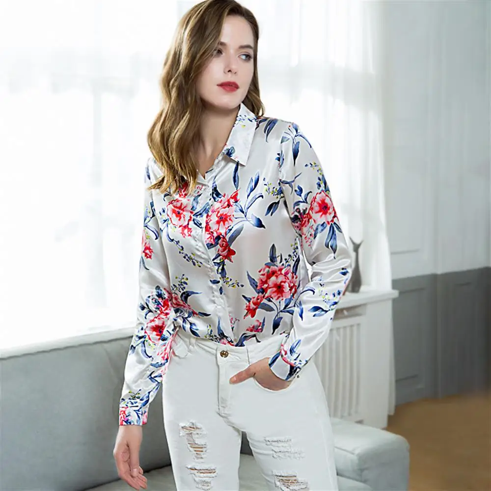 Цветочная блузка с длинным рукавом рубашки осенняя повседневная женская одежда