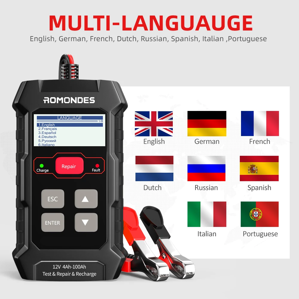 

OBDSPACE RD510 Battery Tester Accumulators Charger Repair AGM EFB 3 In 1 Check Batteries 12V Car Diagnostic Tools Professional