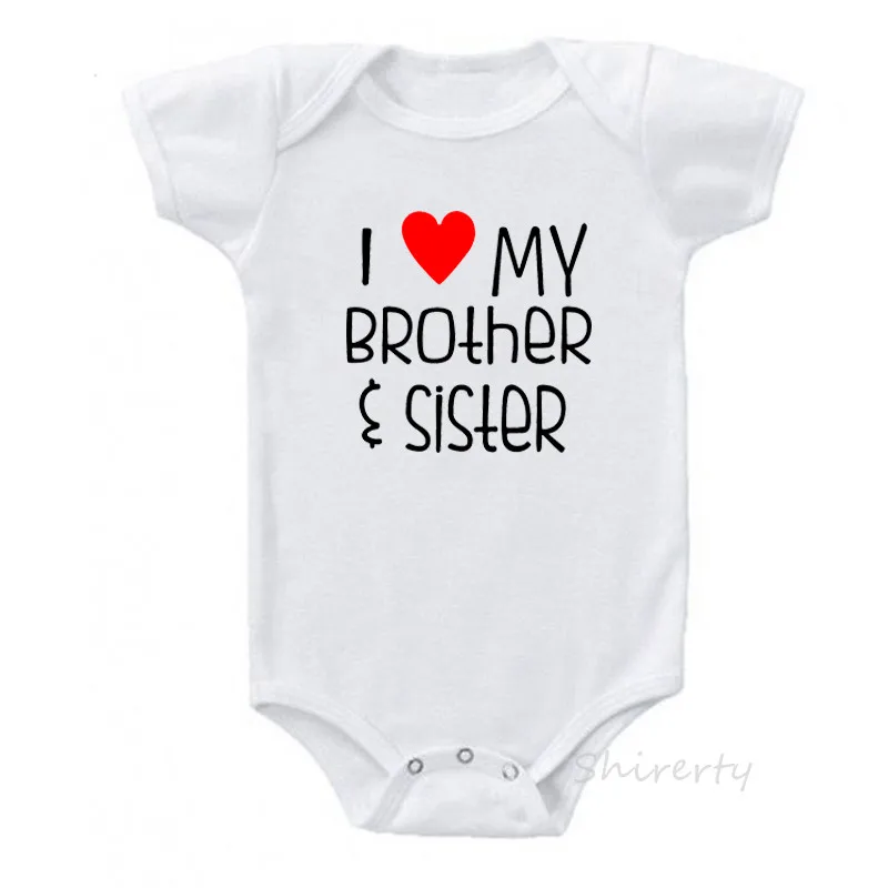 Brother Sister Детские комбинезоны с надписью «I Love My Big Sister», одежда для маленьких мальчиков и девочек хлопковые комбинезоны одежда для новорожденных от 0 до 24 месяцев - Цвет: Brother Sister