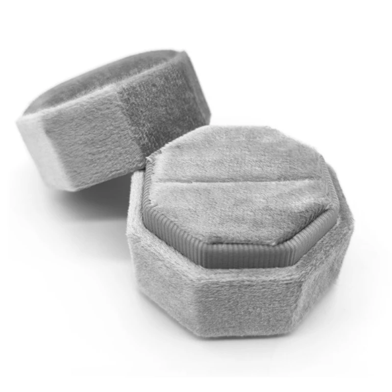 

Velvet Single Ring Box Octagon Wedding Ceremony Ring Box with Detachable Lid 23#