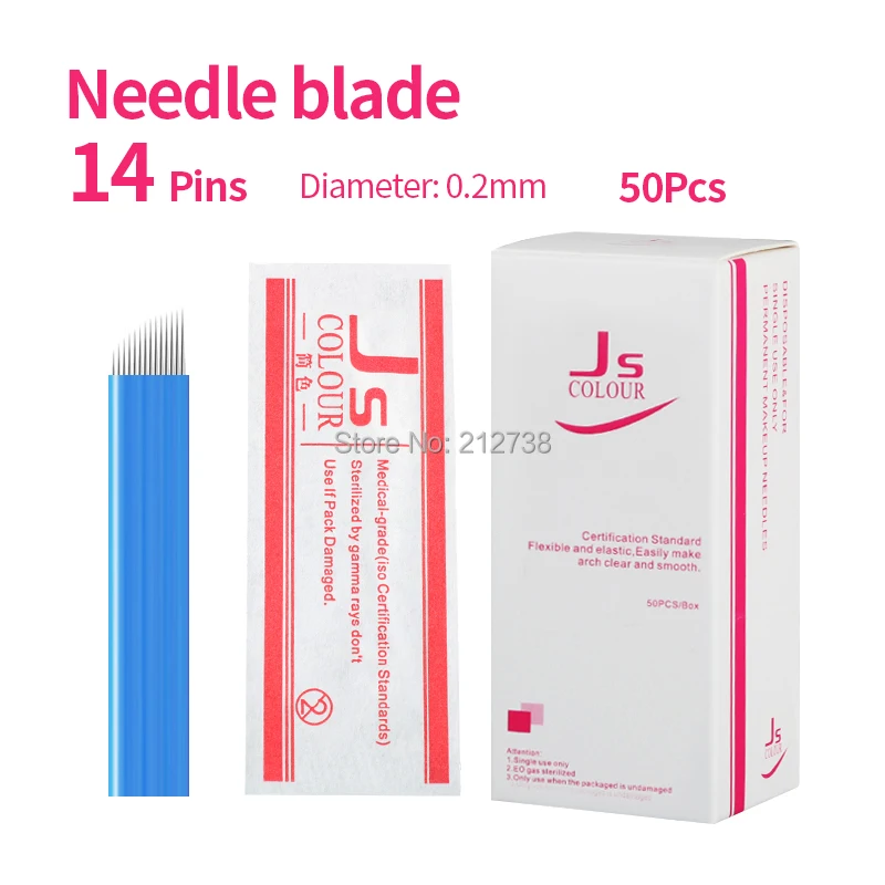 50 шт./лот Перманентный макияж для бровей татуаж конические лезвия 14 игл ручка