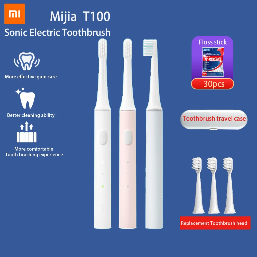 Оригинальная электрическая зубная щетка Xiaomi Mijia Sonic Mi T100 цветная перезаряжаемая
