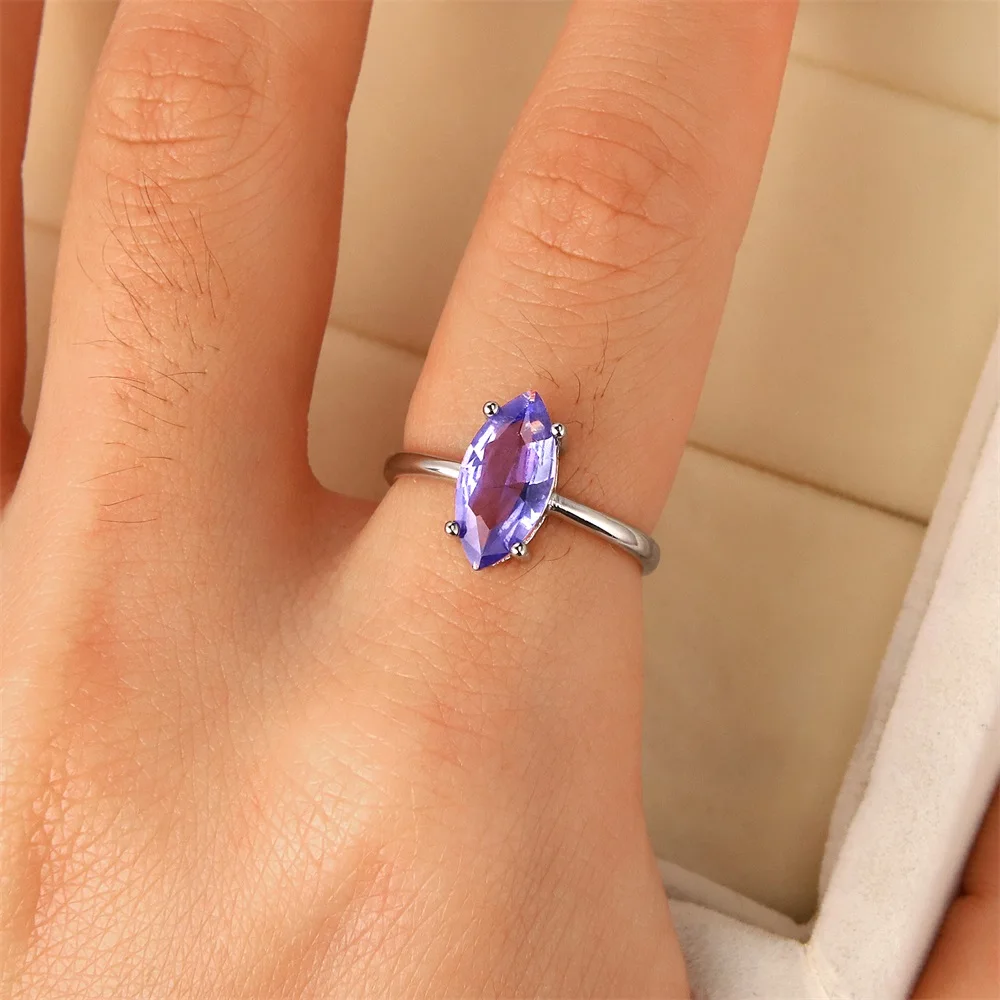

Best selling European and American fashion S925 Silver Amethyst Ring zircon drop crystal jewelry women's gift