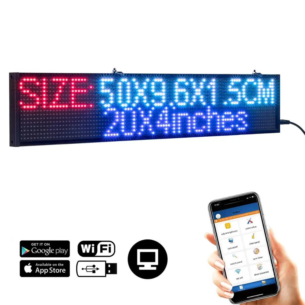 P5 50CM Led Sign Board WiFi Programmable Message Scrolling Board RGB Full Color  Advertising Display for Business Store Cafe