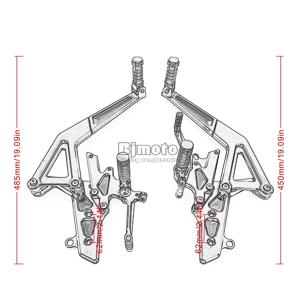BJMOTO мотоциклетные Запчасти для Kawasaki Ninja 650R ER6F/ER-6N 12-14 мотоциклов гоночные ЧПУ Регулируемые задние комплекты задний комплект подножки