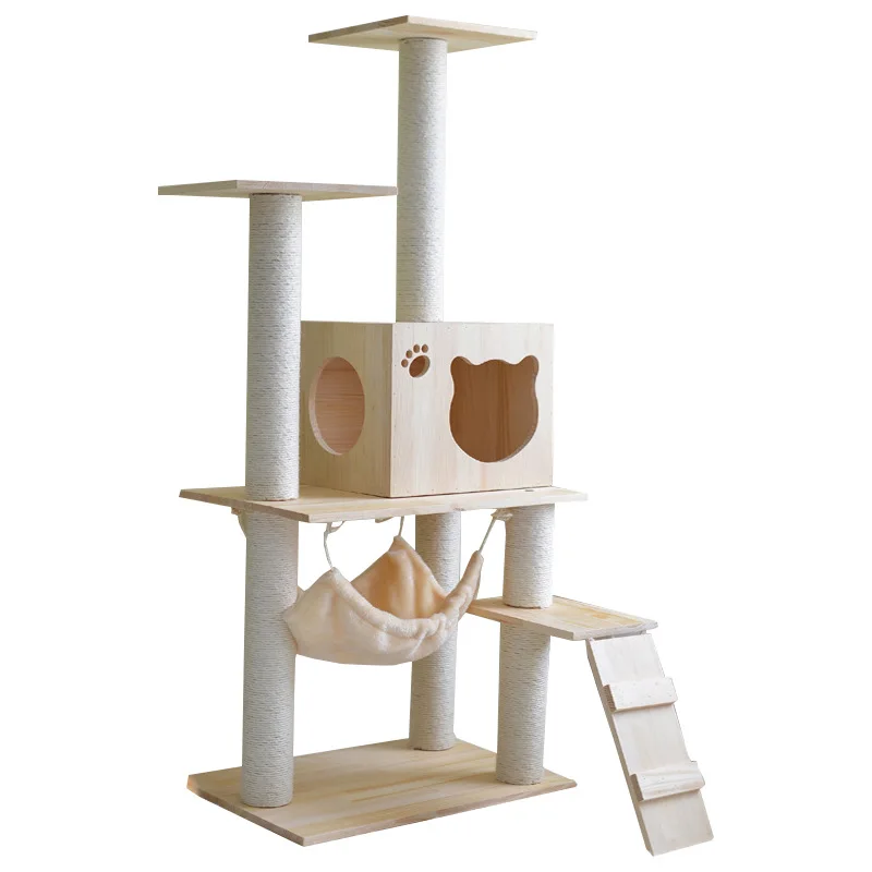 

Lefei solid wood cat climbing frame solid wood cat nest cat scratch board cat toy cat toy cat plies