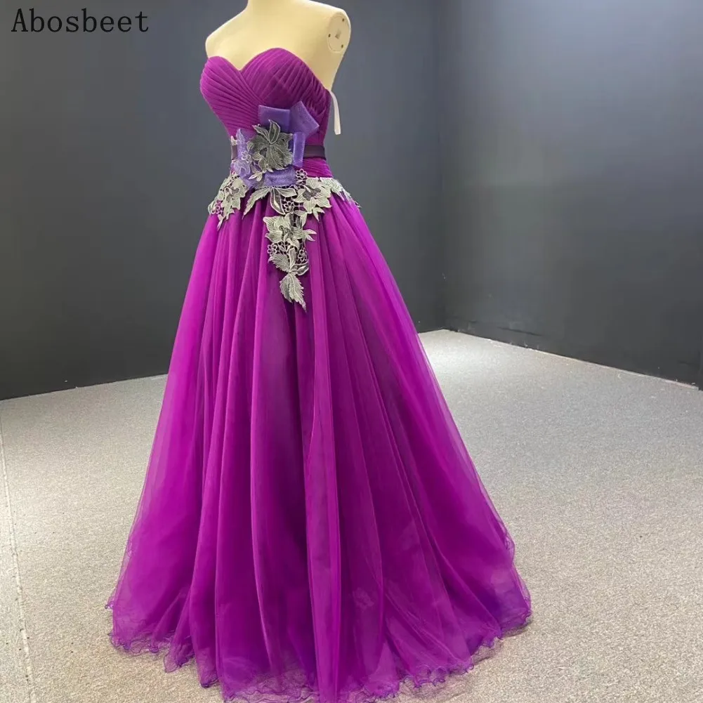 

Grey Lace Purple Elegant Long Evening Dress Simple Style 2021 Prom Party Women Dress A Line Elegant Formal Dresses Small Train