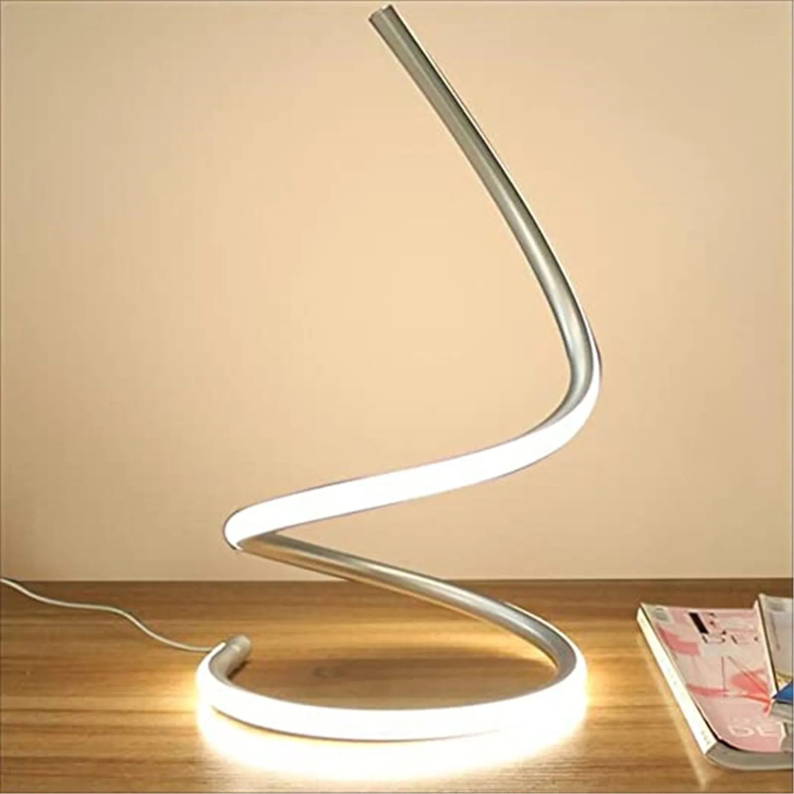 

Modern Creative Led Bedside Lamp Living Room Led Spiral Decor Table Lamp Study Room Work Light Acrylic Eye Protection Light