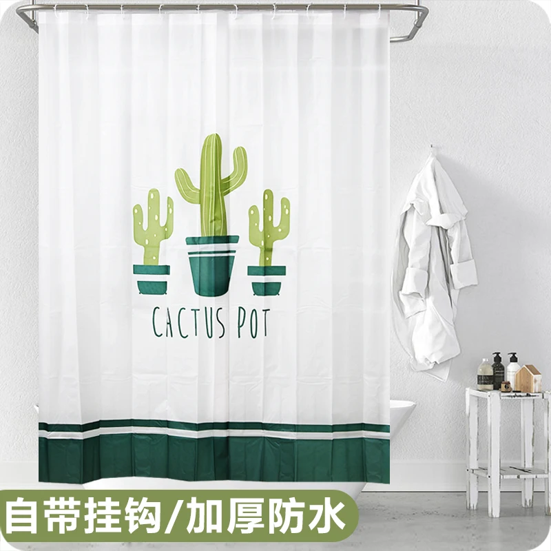 

Waterproof Plant Shower Curtain Cute Cartoon Separate Shower Curtain Anti-mildew Aesthetic Douchegordijn Bath Accessories DE50YL