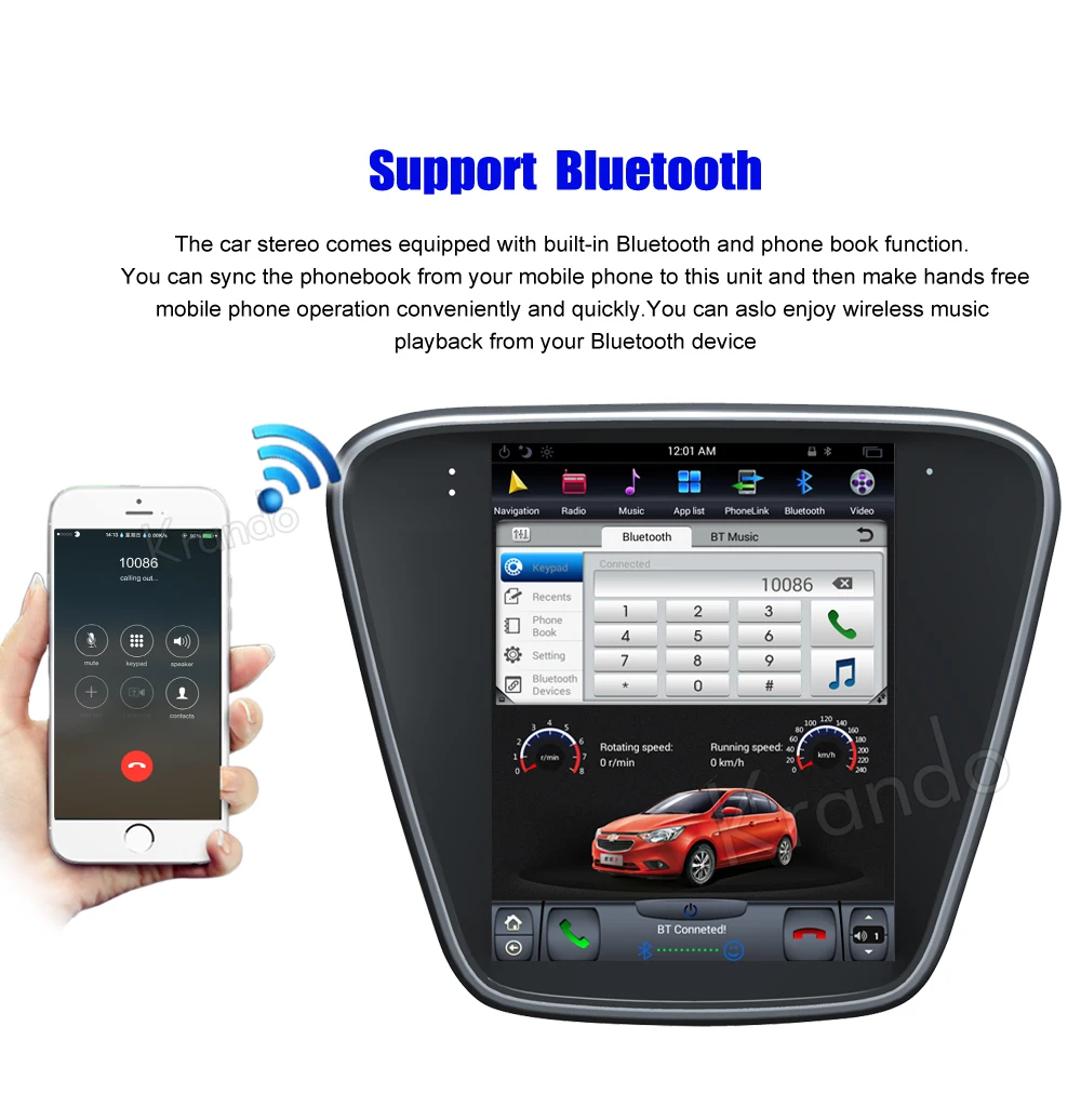

Krando Android 9,0, 10,4 Chevrolet 2016 +, , BT