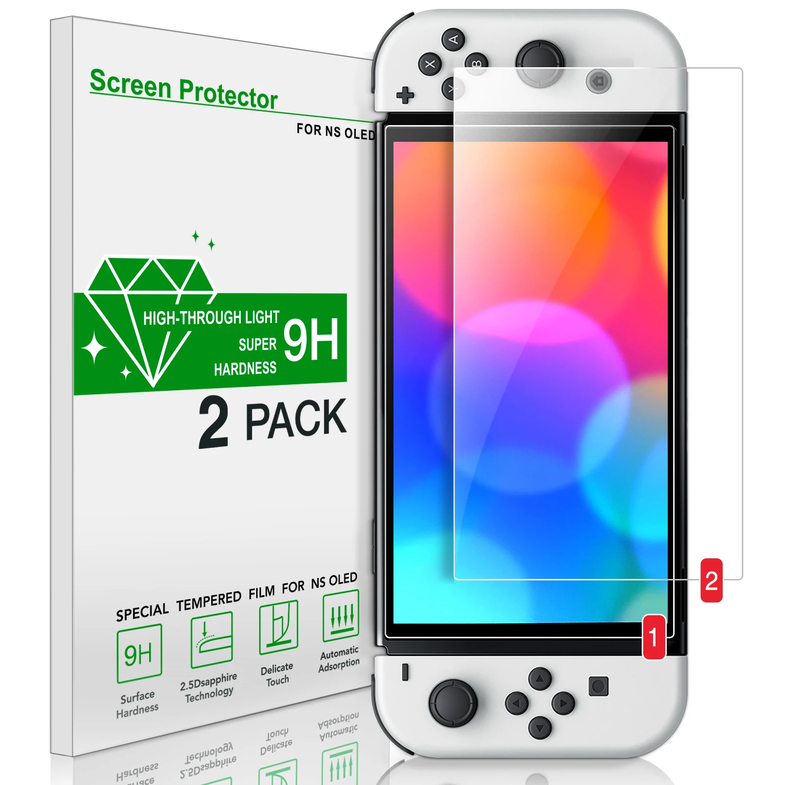 

2Pcs Tempered Glass Screen Protector For Nintendo Switch OLED Transparent Shockproof Protective Film For Switch OLED Accessories