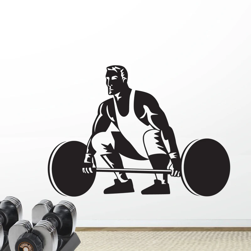 

Gym Sticker Fitness Barbell Crossfit Decal Body-building Posters Vinyl Wall Decals Parede Decor Mural Weight Lifting