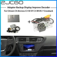zjcgo hd reversing rear camera for citroen c4 aircross c3 sx sy c3 xr ds 7 interface adapter backup display improve decoder
