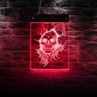 cracked evil skull head led lighting sign halloween holidays display electronic lighted acrylic light board for man cave decor