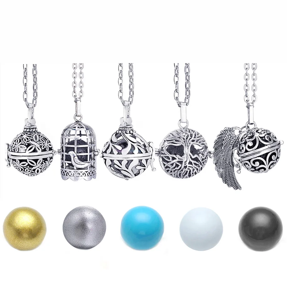 

Vintage Pregnancy Necklace Mexico Chime Music Angel Ball Caller Locket Necklace for Aromatherapy Essential Oil Pregnant Women