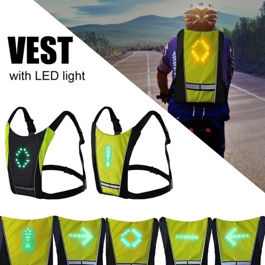 

2022 New LED Wireless cycling vest 20L MTB bike bag Safety LED Turn Signal Light Vest Bicycle Reflective Warning Vests with remo