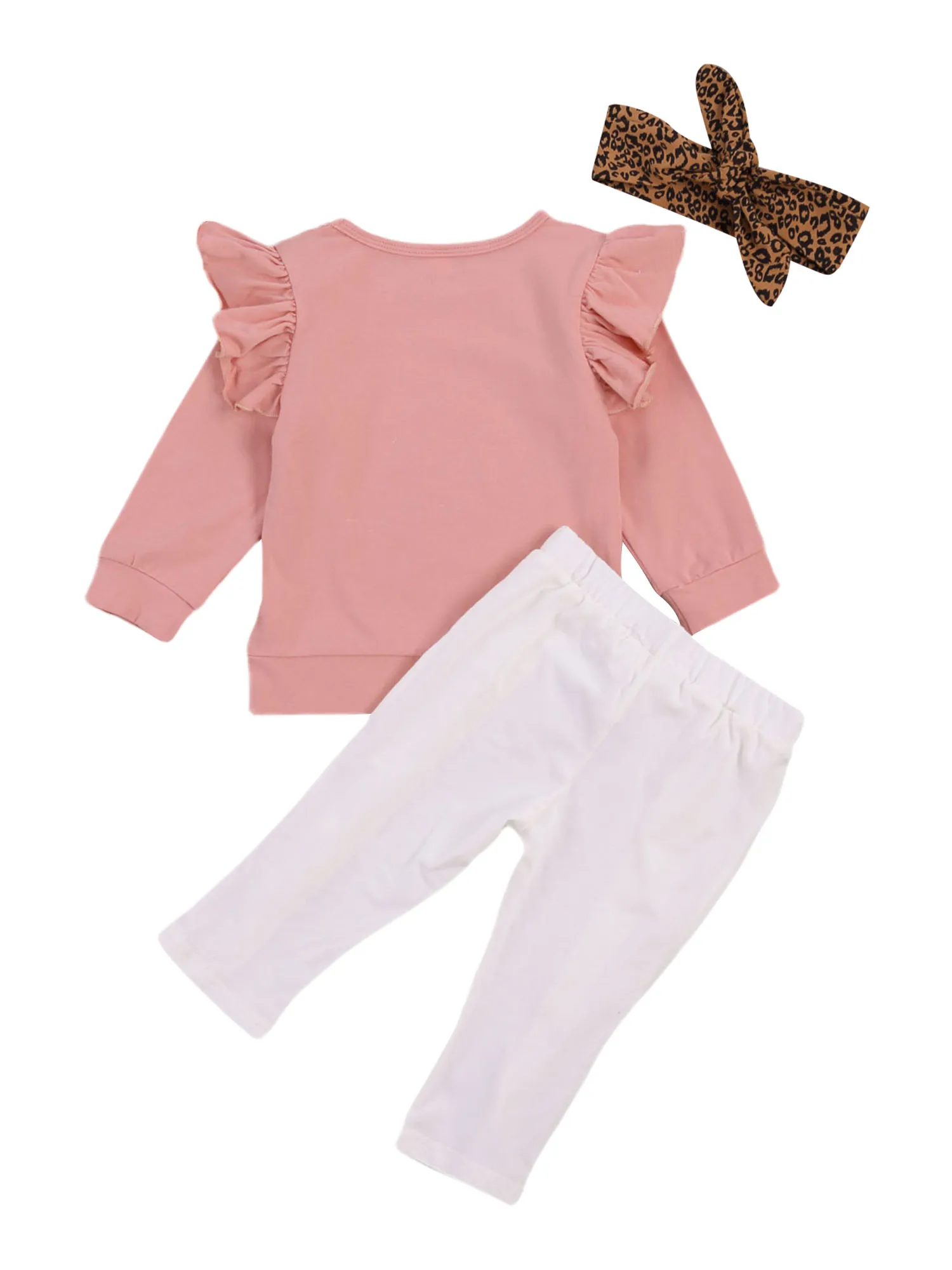 

Pudcoco 2020 Autumn 1-5Y Baby Girls 3Pcs Set Pink Ruffled Long Sleeve Top+Bow Pants+Leopard Print Headband Outfit Clothes