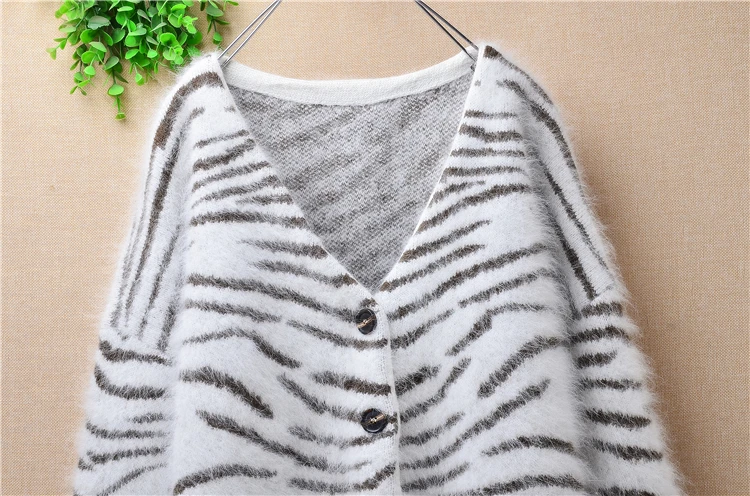 Женский кашемировый вязаный кардиган толстый Свободный из ангорской шерсти с