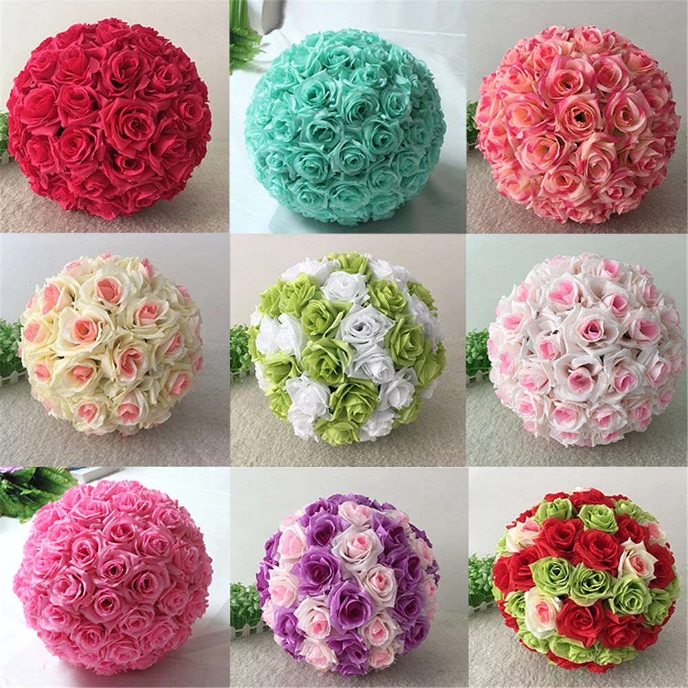

Artificial Rose Flower Kissing Ball Wedding Party Home Shop Mall Supermarket Coffee Decoration DIY Bouquet Ball Arrangement