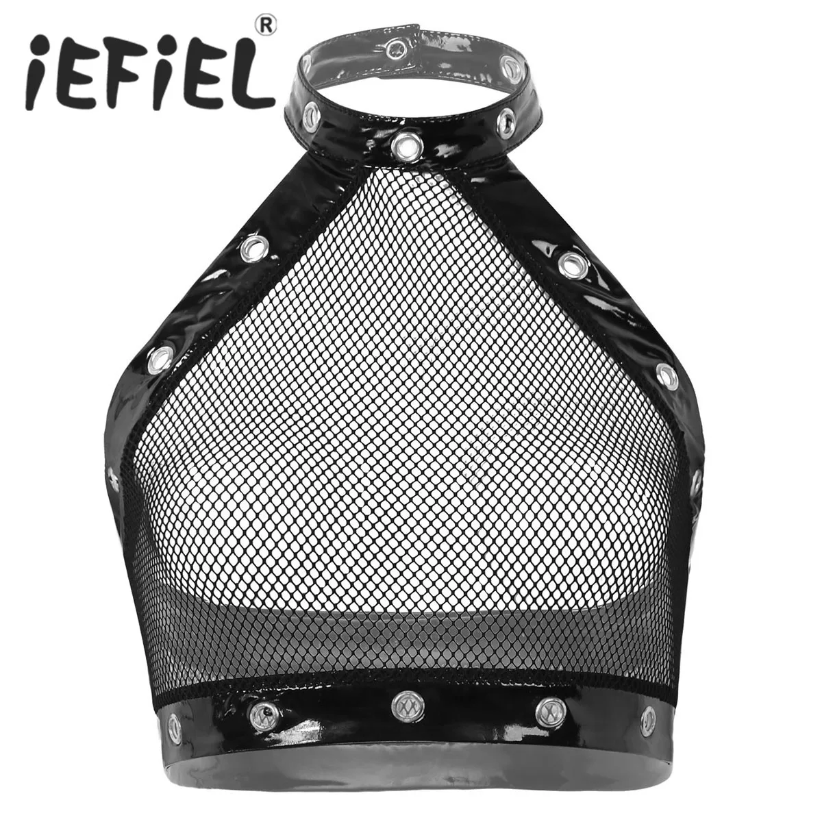 Женское женское прозрачное Сетчатое белье с бретельками на шее без рукавов