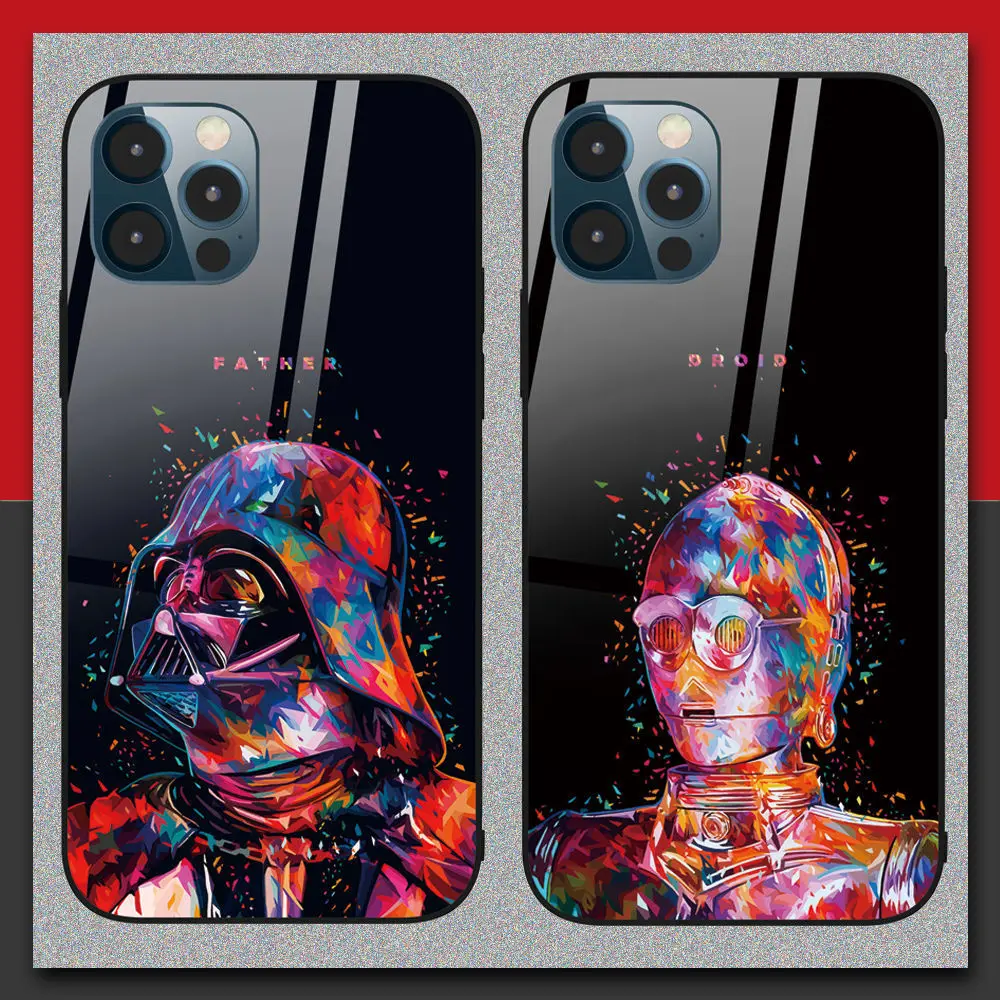 

Disney Cartoon Glass Mobile Phone Case for iPhone 7/8 plus x/xs xr xsmax 11 pro 12pro max Anti-fall cellphone Shell