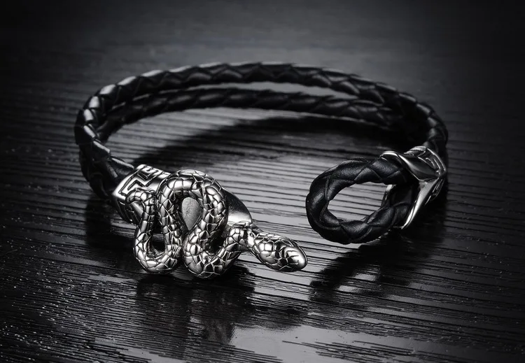 Мужской браслет из кожи и титановой стали Hemiston|Цепочки браслеты| |