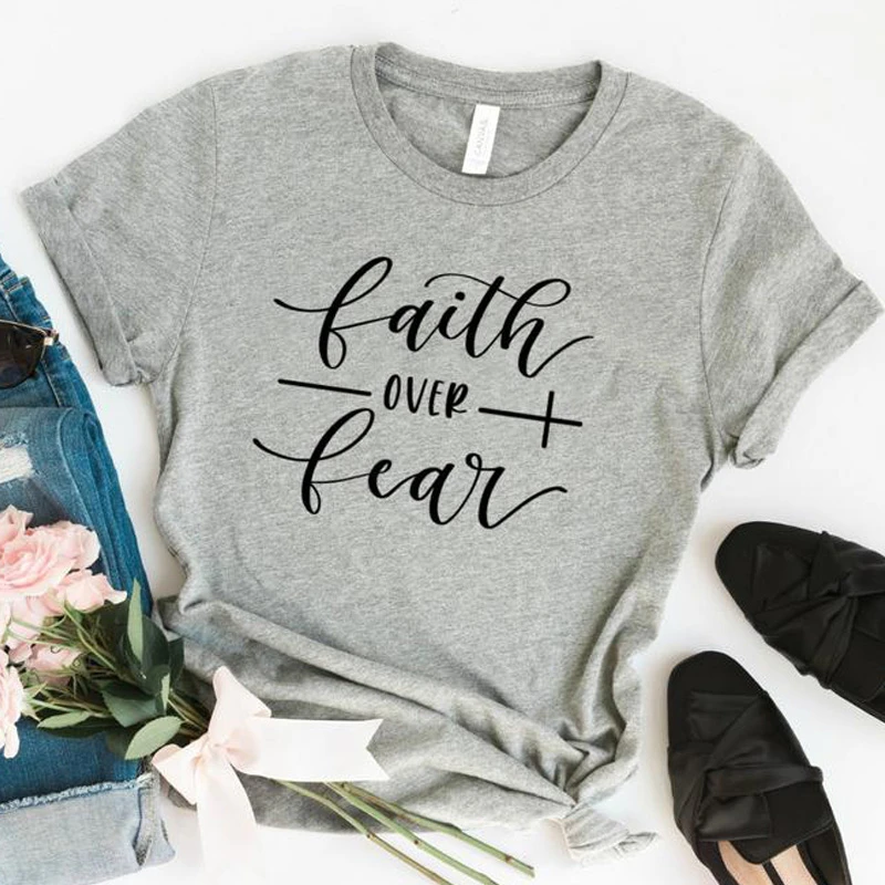 Faith Over Fear футболка для женщин Модный Вдохновенный религиозный христианский