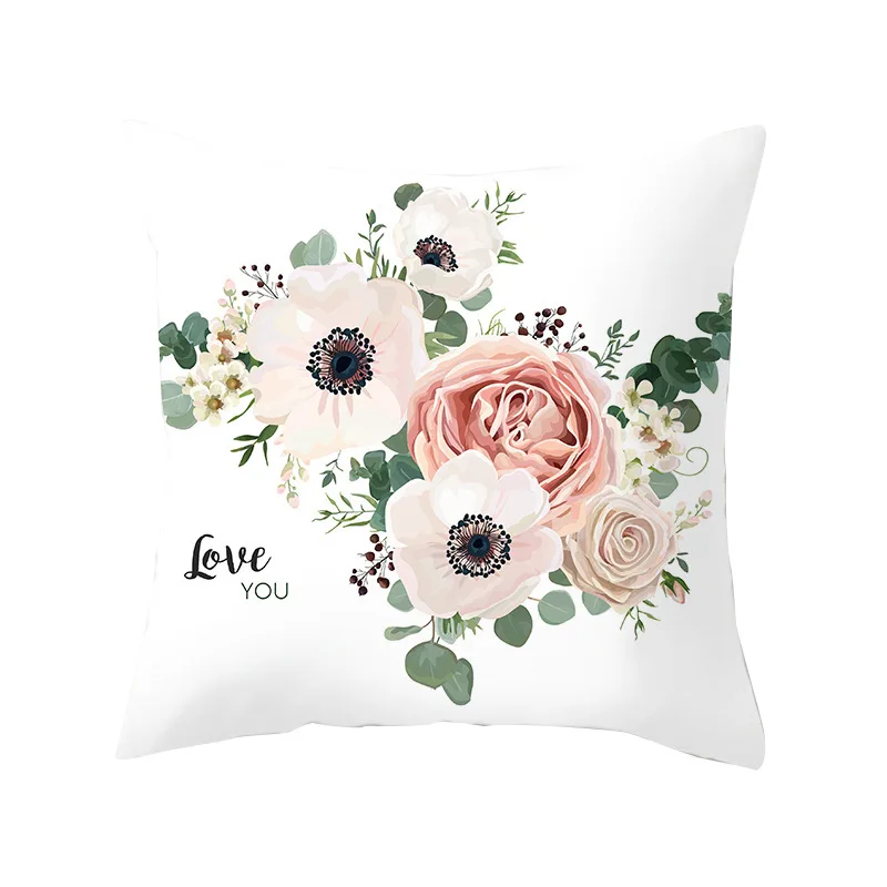 

Valentine's Day gift love rose flower sofa pillow cushion peach velvet pillowcase