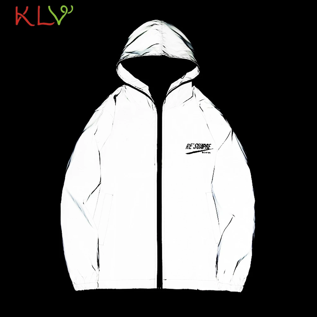 Мужская куртка со светоотражающим капюшоном с длинным рукавом для пары флисовая