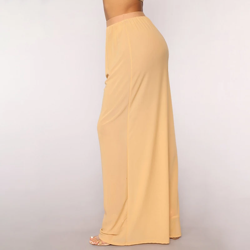 Женские прозрачные брюки в стиле бохо с широкими штанинами и высокой талией