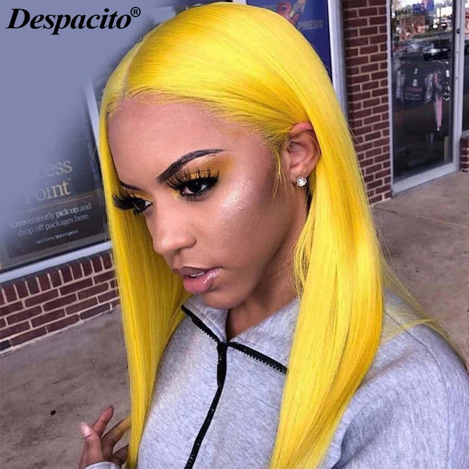 

150% Yellow Human Hair Wig Straight 13x1 T Lace Front Human Hair Wigs For Women Malaysia Remy Transparent Lace Wigs Free Ship