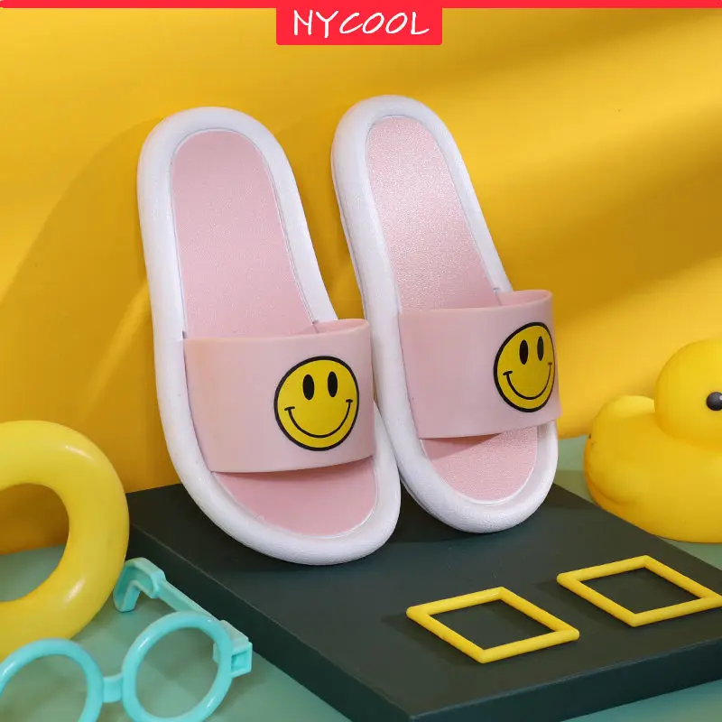 

NYCOOL Smile Face Cartoon Slippers Kids Shoes for Gir Boys Shoes Baby Children Non-Slip Outdoor Beach Shoes Bathroom Flip Flops