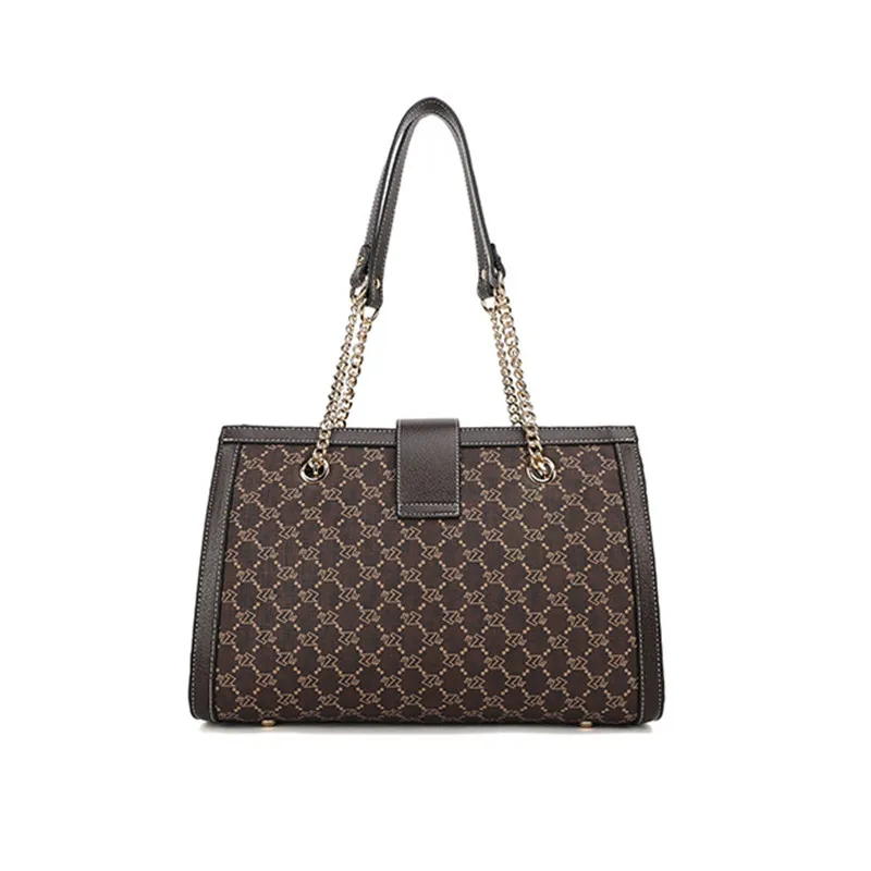 

High-quality Leather 2021 New Fashion All-match Large-capacity Printing Tote Bag with Chain and Single Shoulder Bag Sac A Main