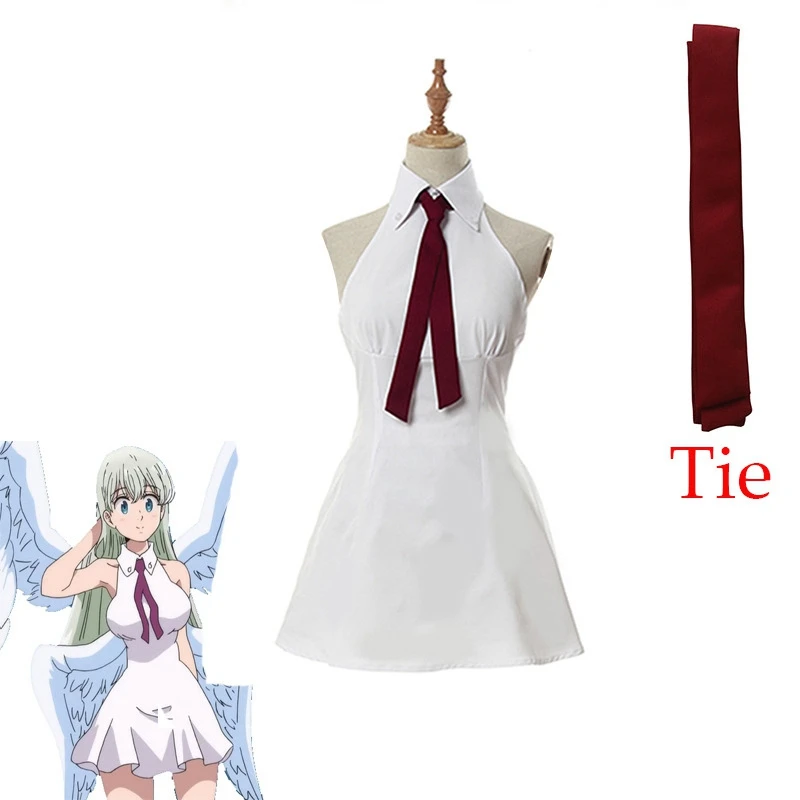 

Halloween Anime The Seven Deadly Sins Elizabeth Liones Cosplay Costume Wrath of the Gods Women Dress With Tie