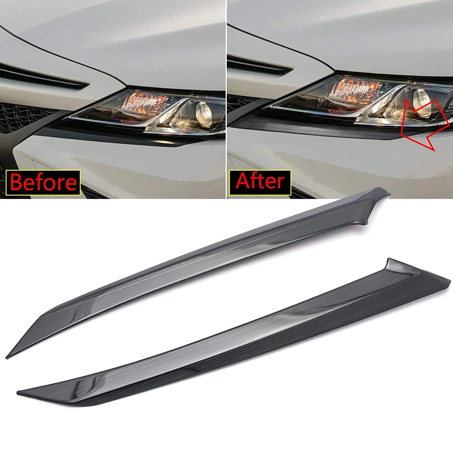 Black Titanium Steel Headlight Eyelid Cover Lamp Eyebrow Molding trims for Toyota Camry SE XSE 2018-2021 Accessories | Автомобили и