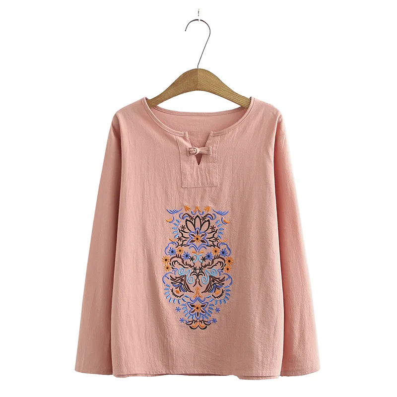 Женский топ большого размера плюс свободный хлопковый с длинными рукавами и