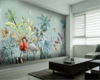 custom wallpaper hand painted tropical rain forest flowers and birds background wall painting waterproof material