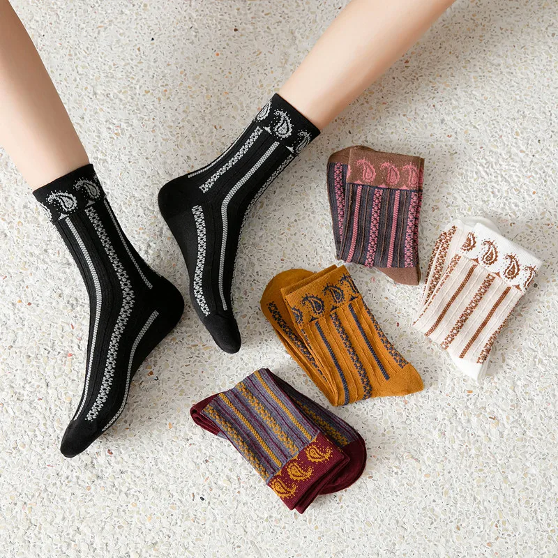 2020 новые винтажные Модные женские чулки с цветами кешью дворцовые средней длины