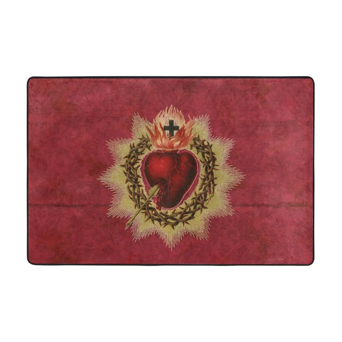 

Stop Sacred Heart Doormat Carpet Mat Rug Polyester Non-Slip Floor Decor Bath Bathroom Kitchen Living Room 60*90