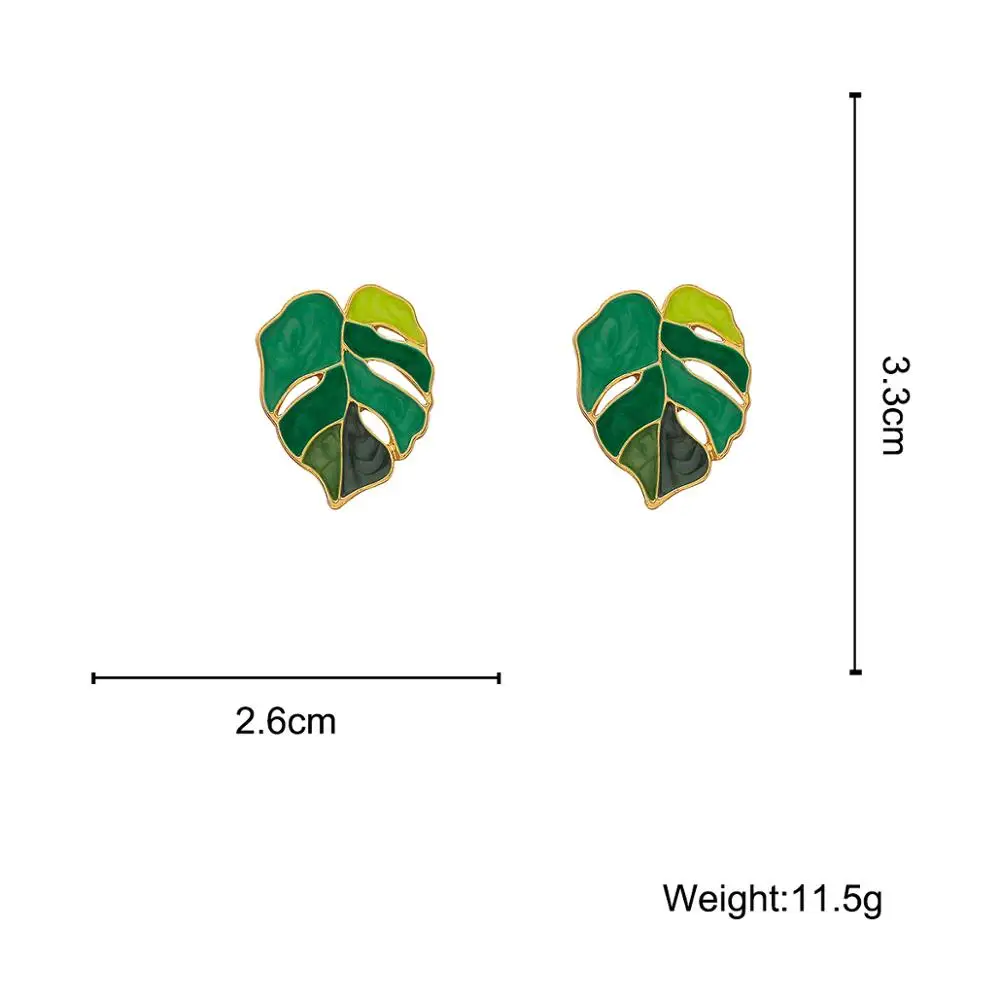 

AENSOA Unique New Fashion Flower Leafs Earrings Female Enamel Green Plant Statement Drop Earrings for Women Costume Jewellery