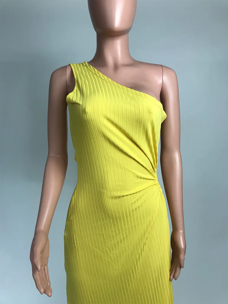 

New Sexy Women One Shoulder Maxi Club Red Black Yellow Green Dress Bandage Long Dress Party Bridesmaids Plus Size 2021