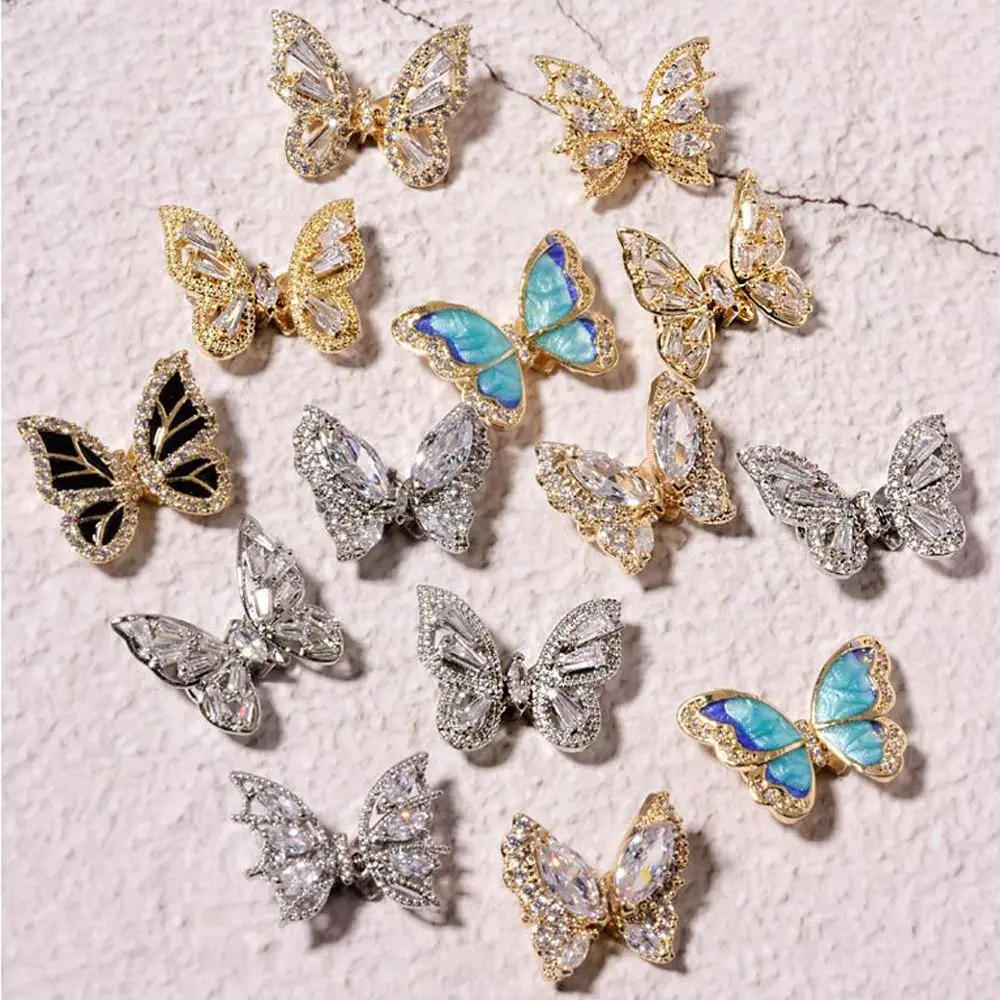 

1Pc 3D Nail Art Crystals Zircon Flying Shaking Butterfly Shining Rhinestone Nails Decoration DIY Charms Jewelry Accessories