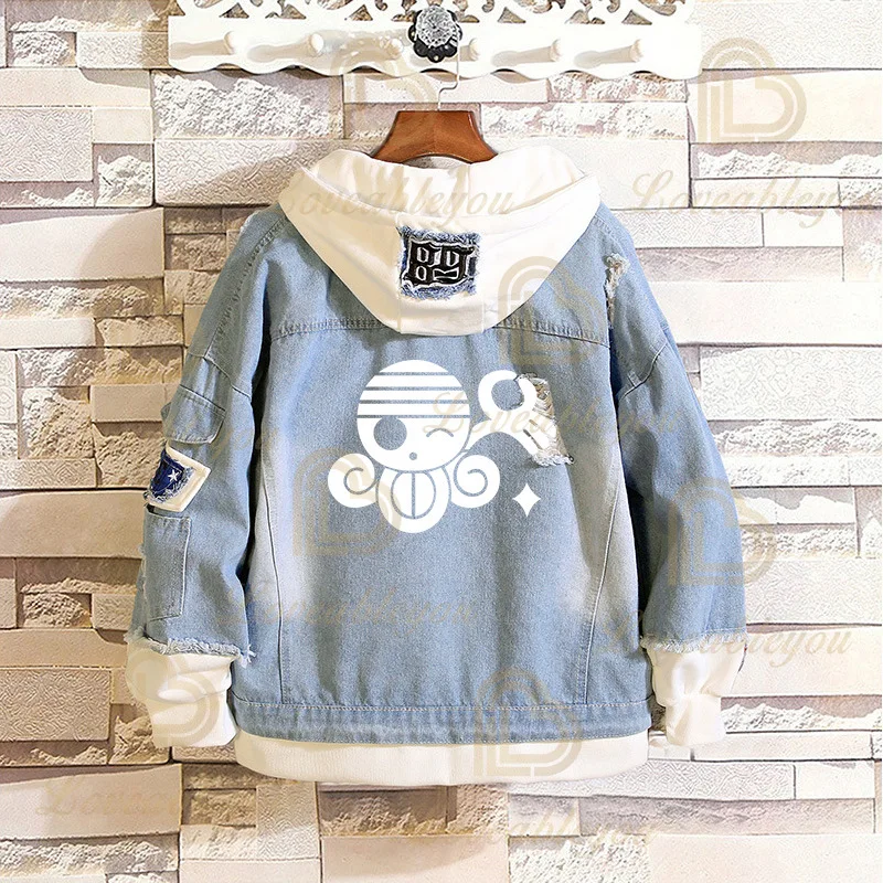 

Denim Jean Hoodies Jackets Coat Anime Cosplay Costumes Cartoon Casual jacket Hooded Unisex Ourdoors Streetwear