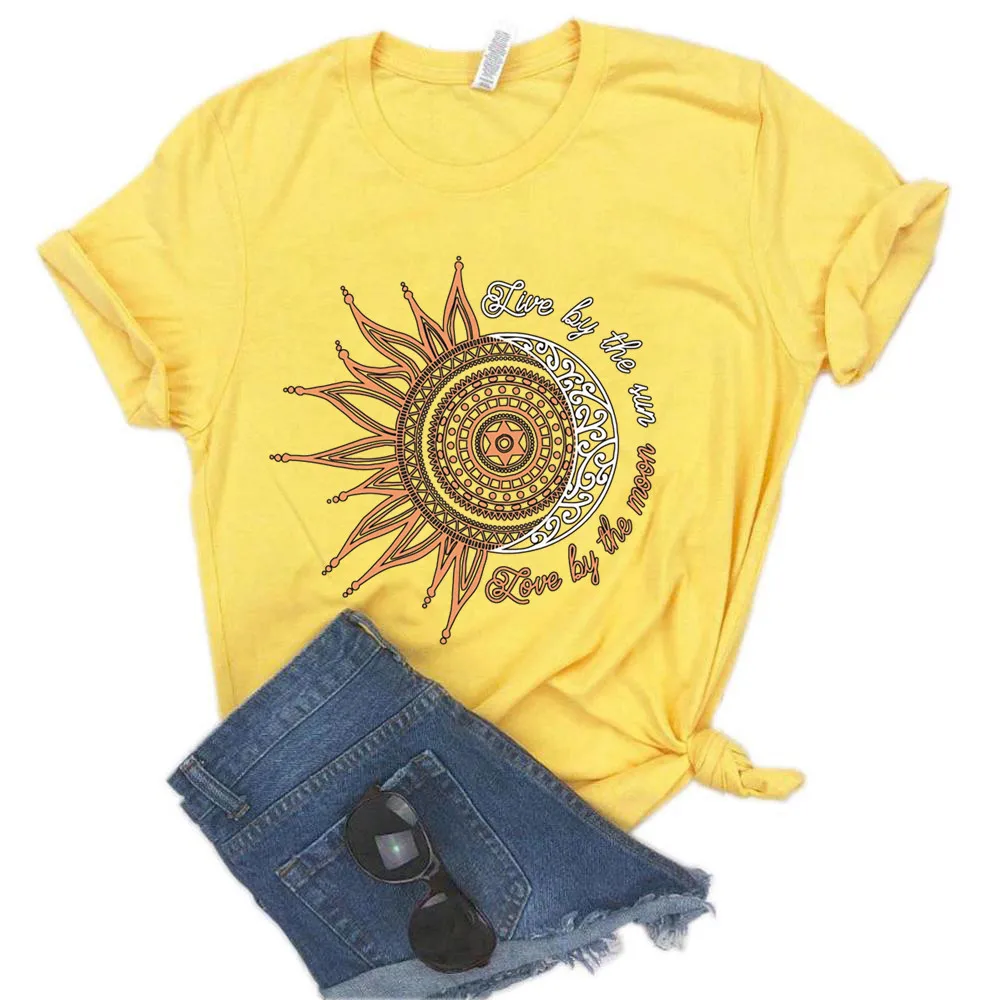 Футболка женская повседневная с надписью sun moon модная свободная эластичная