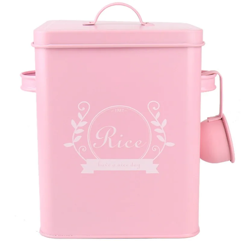 

Rice Storage Box Iron Snacks Covered Washing Powder Bucket Washing Powder Box Powdered Rice Barrel Spoon Household