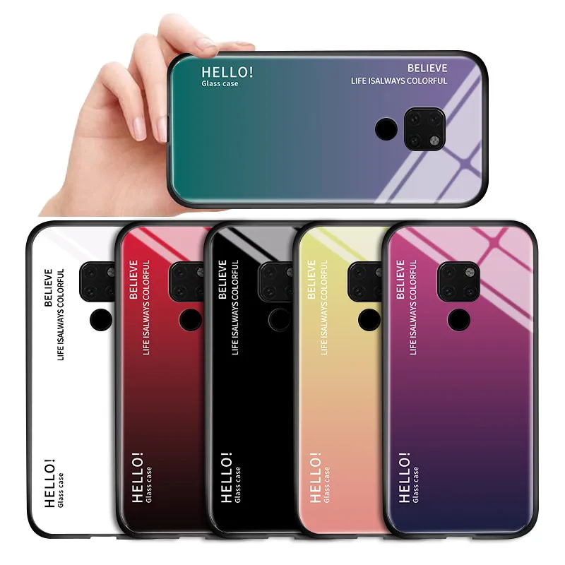 Для Huawei Nova 5 5T Pro 6 SE роскошный чехол с градиентным покрытием Aurora Rainbow &quotHello&quot