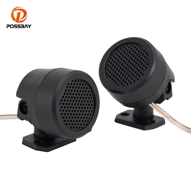 

POSSBAY 1 Pair Car Tweeters High Efficiency Black Dome Speakers Auto Horn Audio Stereo Speakers 12V for Car Audio System