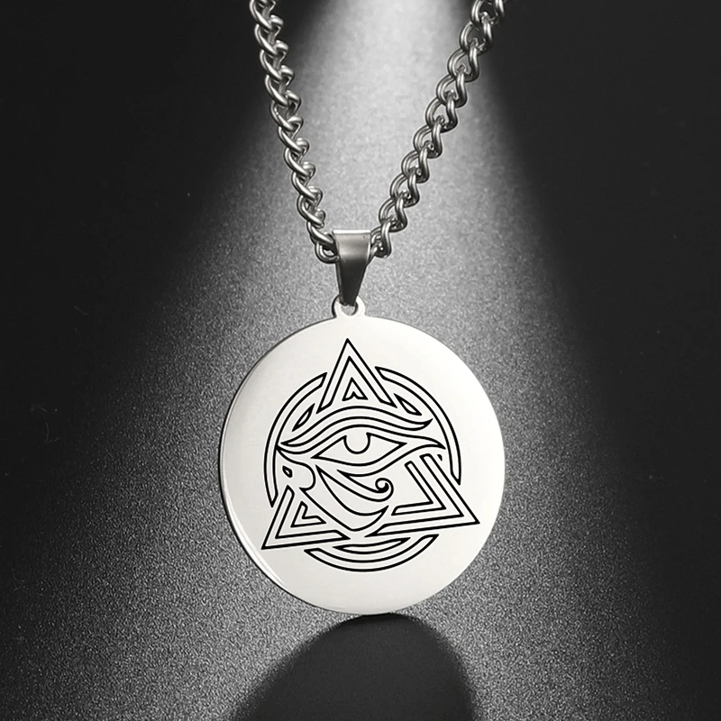 

Eye of Horus/Ra Witchy Talisman Amulet Pendant Necklace Illuminati Masonic Egyptian Magical Protection Stainless Steel Necklaces